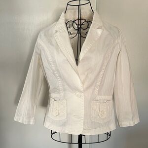 Papaya White Cotton Short Blazer Jacket Size 8